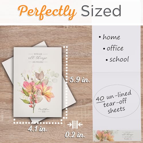 Christian Art Gifts Small Scripture Notepad for Women: All Things Possible - color: Pink Floral