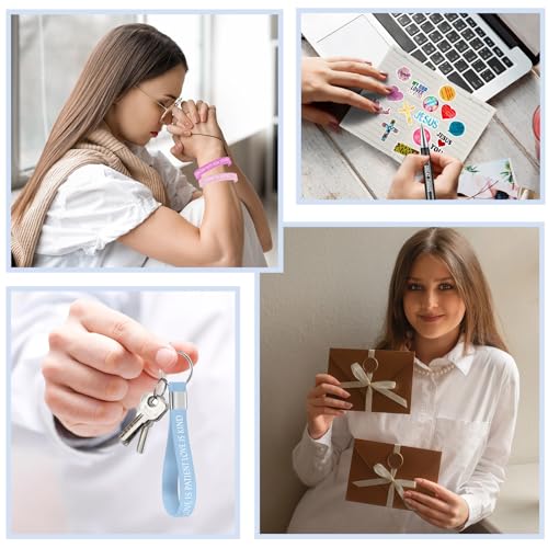 Yeaqee 146 Pcs Christian Gifts for Women Bulk Include 24 Bible Verses Pens 24 Religious Notebooks 24 Scripture Quotes Bracelets 24 Inspirational Keychains 50 Jesus Christian Stickers(Stylish) - style: Stylish
