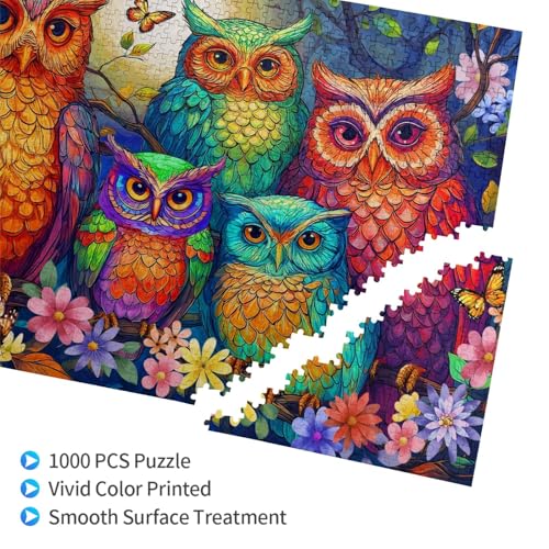 Owl Jigsaw Puzzles for Adults 1000 Pieces Flower Owl Painting Wooden Jigsaw Puzzle Colorful Animal Owls Puzzle for Family Friends Challenging Game Home Decor - color: Owl, size: 1000PCS