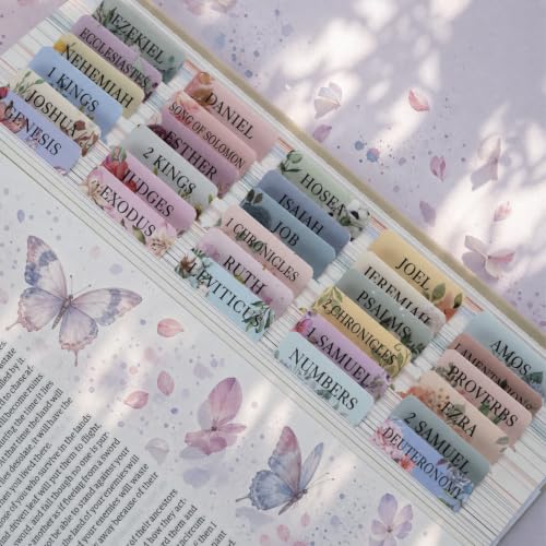 UPAFEXXI-Laminated Bible Tabs with Book Summaries(Floral) - color: Summaries Flowers2