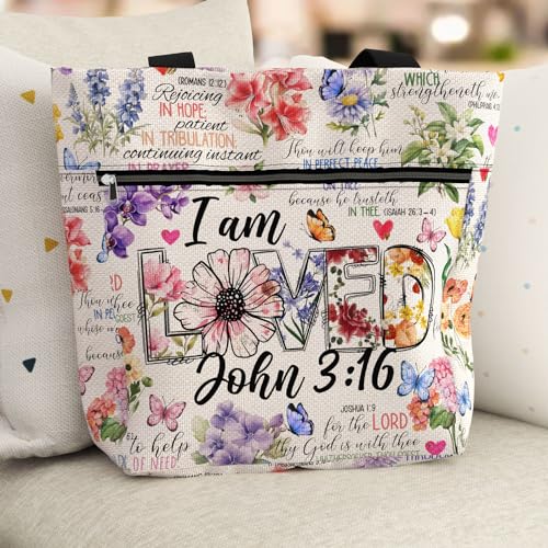 84hoods 15 inch Large Tote Bag for Work for Women. Christian Faith, Jesus God Religious Gift. Waterproof Shoulder Bag. - color: I Am Loved