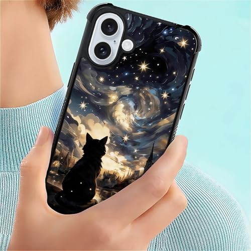 for iPhone 16 Plus Case | Classic Slim Cover Design | Black Cat Stars - color: Black Cat Stars, size: iPhone 16 Plus