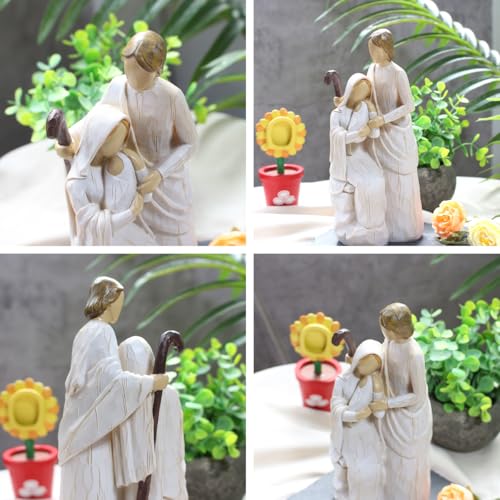 Religious Holy Family Figurine, Resin Sculpture of Mary, Joseph & Baby Jesus, Nativity Set Indoor, Christian Decor for Home, Church, Christmas(8.26 inch Height)