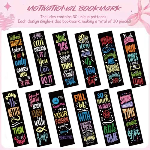 30 Pack Motivational Bookmarks - Inspirational Quotes Page Markers for Book Lovers, Students & Teachers - Colorful Positive Reading Accessories for School, Office & Book Gifts - color: Colorful Inspiration