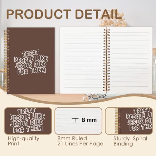 Christian Spiral Journal Notebook 5.5x8.3in, Bible Scripture Journal for Woman, Christian Gifts for Women, Treat People Like Jesus Religious Notebooks for Note Taking, Hardcover Notebook - color: Brown