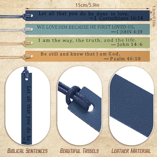 Laumoi 10 Pcs Christian Leather Bookmarks, Handmade Bible Verses Scripture Bookmarks for Women & Men, Religious Christian Gifts for Book Lovers, Church & Book Club Supplies(Elegant, Fresh Color) - color: Fresh Color