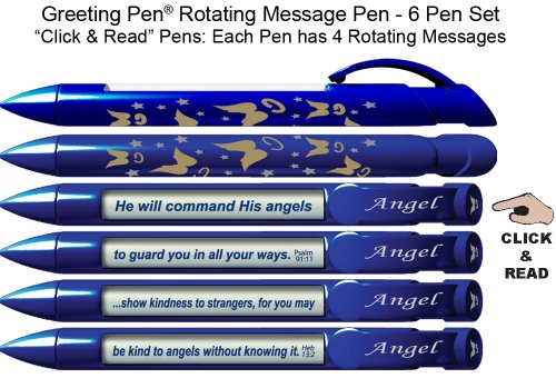 Greeting Pen "Angel" Scripture Pens, Scripture Verses with Rotating Messages, 6 Pen Set (36014)