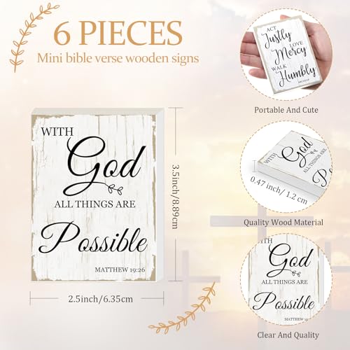 Maitys 6 Pcs Bible Verse Mini Wood Signs Religious Sign, Stylish Style - style: Stylish Style