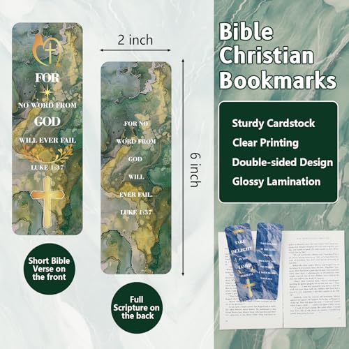 100 Bible Verse Bookmarks, Double-Sided Christian Book Markers - color: Marble