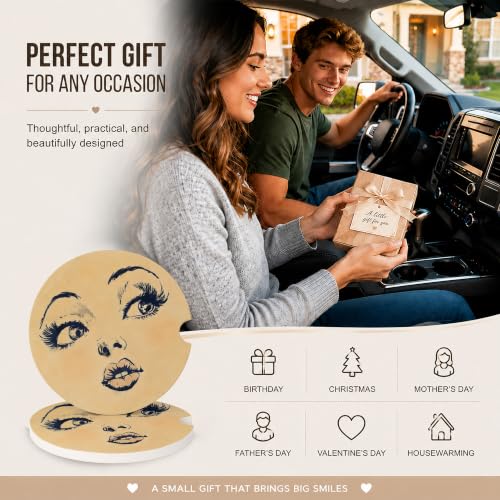 Car Coasters for Cup Holders, Beauty Lover Car Coasters Set of 2, B14 - color: Moon