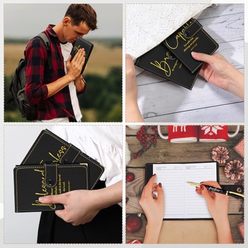 Spakon 10 Sets Christian Notebook with Pen Set, Bible Verse, Black - color: Black, size: Bible Verse