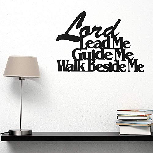 Inspirational Word Art, Christian Faith Biblical Verse Wall Sign, Hand-Made Wooden Decoration Plaque for Home, Office, Church (Lord Lead Me) - color: Lord Lead Me