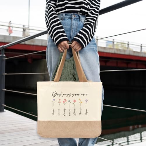 Tote Bag, Gifts for Women Friends Girlfriend Coworker Wife Mom Reusable Tote Bags Birthday Thank You Gift - color: God Says