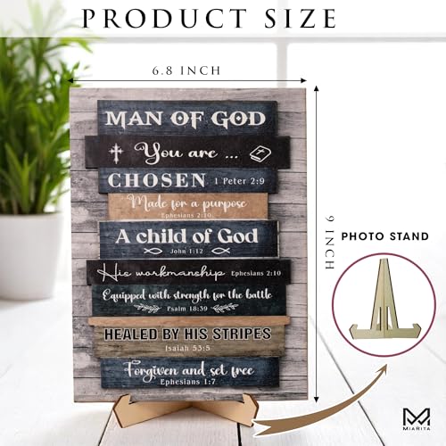 Pastor Appreciation Gifts for Men – Man Of God 2 Layerd Wooden Plaque, Christian Gifts for Men, Catholic Spiritual Gifts, Encouragement, Baptism Gift, 1st Communion Gifts For Boys, Fathers Day Plaque - color: Man Of God