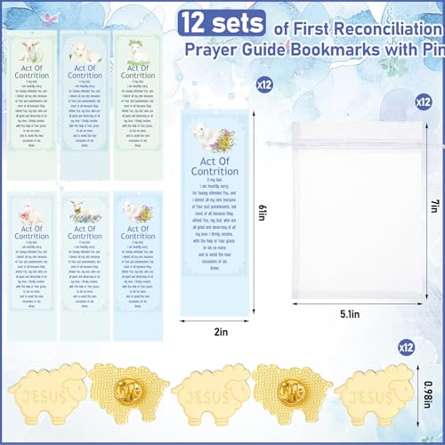 Supervitae 12 Set First Reconciliation Pin Gifts Jesus Sheep Pins Bookmarks - style: First Reconciliation