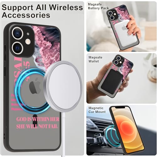 Magnetic Bible Verse Phone Case for iPhone 12 6.1",Compatible with MagSafe,Jesus Famous Quotes Pattern Aesthetic Design TPU Shockproof Protective Phone Cover for Girls Women - color: Jesus, size: for iPhone 12