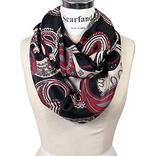 Scarf& Scarfand's Vibrant Colored Artistic Painting & Graphic Print Infinity Fashion - color: Paisley Black