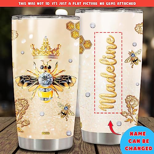 WAZONE Personalized Bees Lovers Bee Honey Cups With Lids 20 30oz Stainless Steel Double Wall Vacuum Coffee Travel Mugs Mothers Day Birthday Christmas Cup Gifts For Women Queen Girls - color: Queen Bee