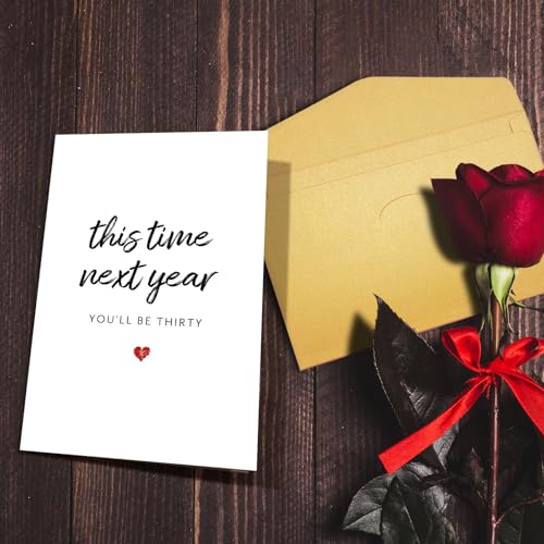 Funny 29th Birthday Card for Men Women, 29 Years Old Birthday Card for Him Her, 29th Bday Card for Friend Son Daughter, This Time Next Year You'll Be Thirty - color: #12