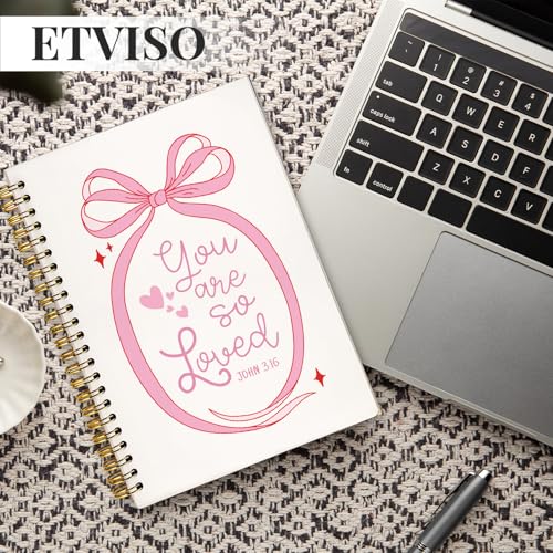 Pink Coquette Bow Ribbon Christian Notebook, John 3:16 Bible Journaling, Religious Prayer Journal for Woman, Church Notes Notebook, Scripture Hardcover Spiral Notebooks 5.5x8.3 Inch - color: 05-Bible(05)