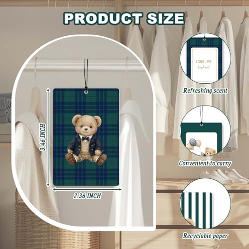 4 Pcs Car Air Fresheners,Teddy Bear Preppy Car Accessories with Quotes - color: bear