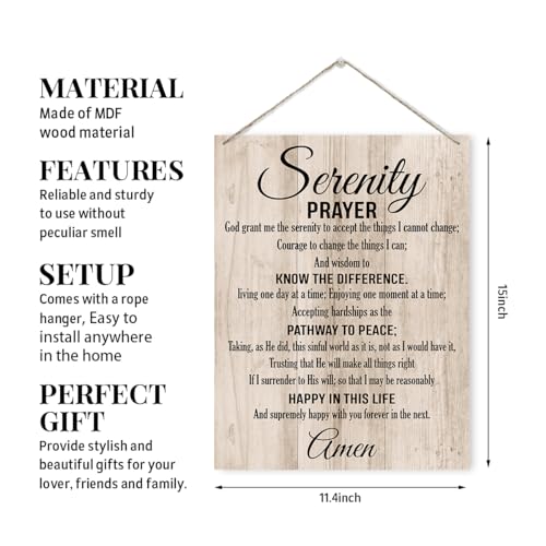 Serenity Prayer Sign- God Grant me The Serenity to Accept The Things I Cannot Change, Religious Decor Sign, Rustic Wooden Hanging Plaque Sign, Wall Decor Art, Calm Down Corner Decor, Christian Gift - color: Color 08