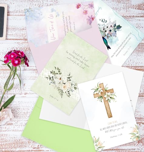 Nihuecne 24 Pack Floral Religious Sympathy Cards with Envelopes, 24 Designs