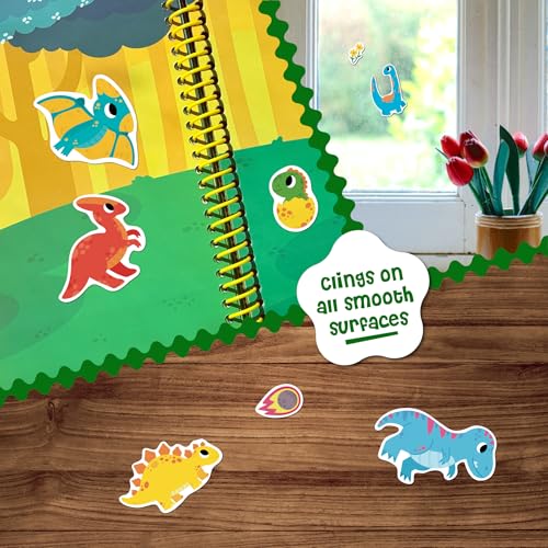 Stick4Ever Jelly Sticker Book® - for Kids - Waterproof, Easy to Clean Reusable Sticker Book for Toddlers- Reusable Road Trip Activities for Kids - Stocking Stuffers for Toddlers (Dinosaurs) - style: Dinosaurs