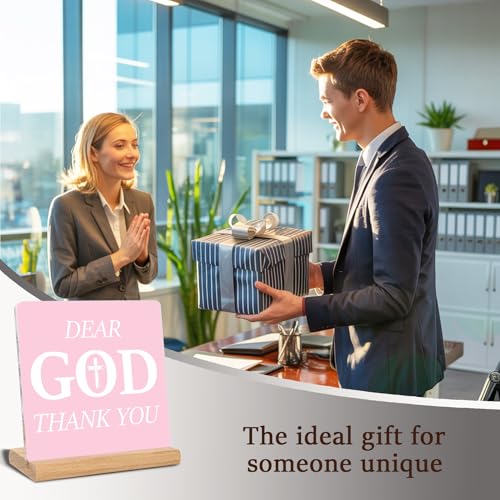 Christian Gifts for Women, Dear God Thank You Acrylic Plaque Signs, Office Home Desk Decor Signs(Pink) - color: Dear God 2
