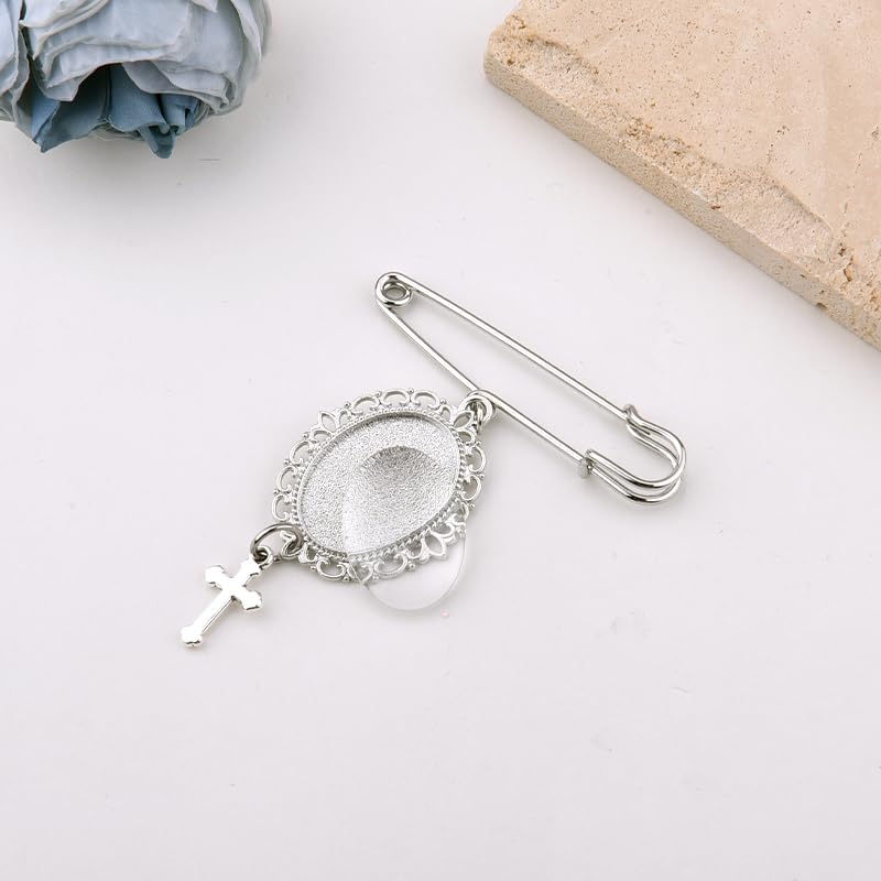 Wedding Double Picture Frame Brooch for Bride Grooms Boutonniece Pin for Wedding Bouquet - color: Color I