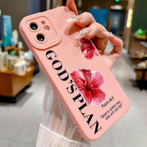 God's Plan Phone Case for iPhone 11 Case, Bible Verse with Flower Pattern Design, Soft TPU Shockproof Protective Cover for Girls Women-Pink - color: Pink, size: iPhone 11