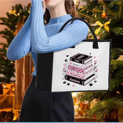 Book Tote Bag Christmas Librarian Bookish Gifts for Women Readers Book Lover - color: Pink Book