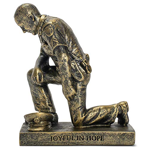 Dicksons Joyful in Hope Praying Police Officer 5 inch Gold Resin Stone Table Top Figurine - style: Joyful In Hope Praying Police Officer