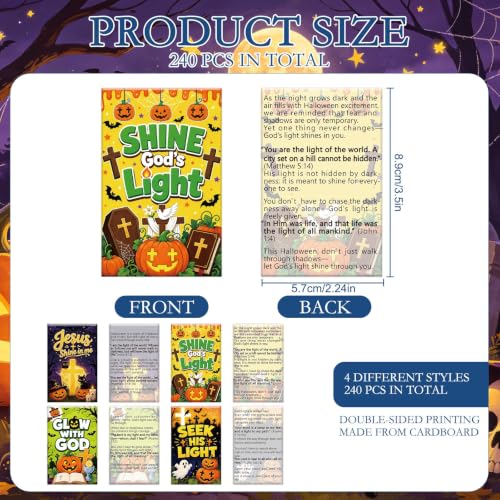 Halloween Christian Gospel Tract Card 240 Pcs Pumpkin Jesus Salvation Cards Ghost Bat Pocket Holy Postcards Religious Bible Verse Bookmark for Women Men Party Sunday School Church Gift - color: Halloween Christian