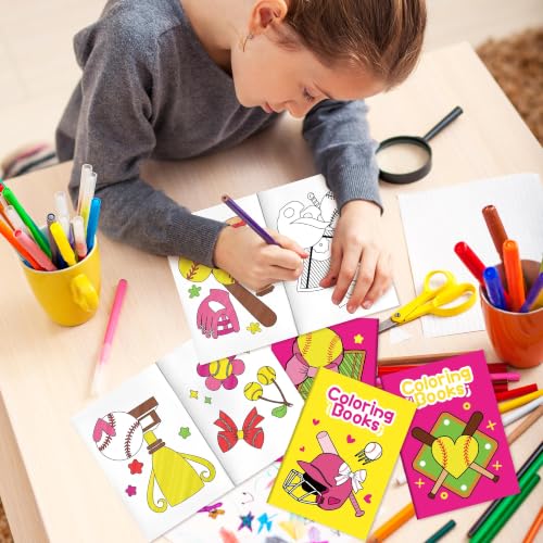 Bulk Softball Coloring Books, 24Pcs Mini Ball Drawing Booklet for Kids - style: Softball
