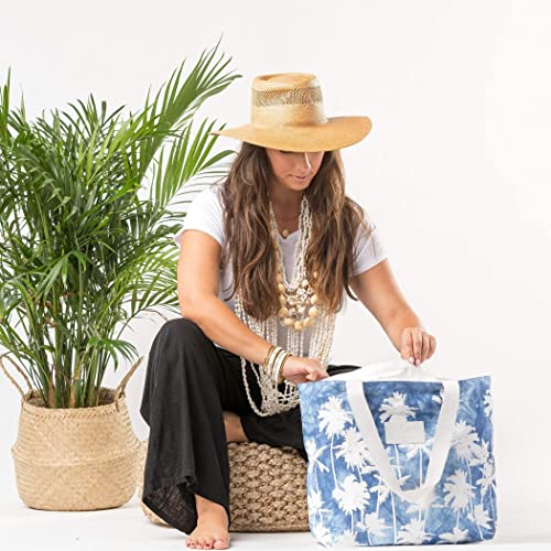 ALOHA Collection Day Tripper Tote | Lightweight, Packable, and Splash-Proof Beach Tote Bag | Easy to Clean - color: Indigo Coco Palms, size: One Size - Day Tripper Tote