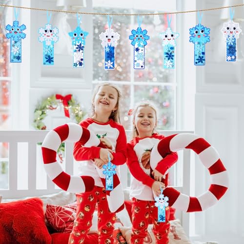 Funrous 48 Sets Crafts Kit Paper Crafts DIY Make Your Own Hanging Ornaments with Pompoms Diamond Stickers for Holiday Classroom Activities Party Favors, Bookmark - style: Bookmark
