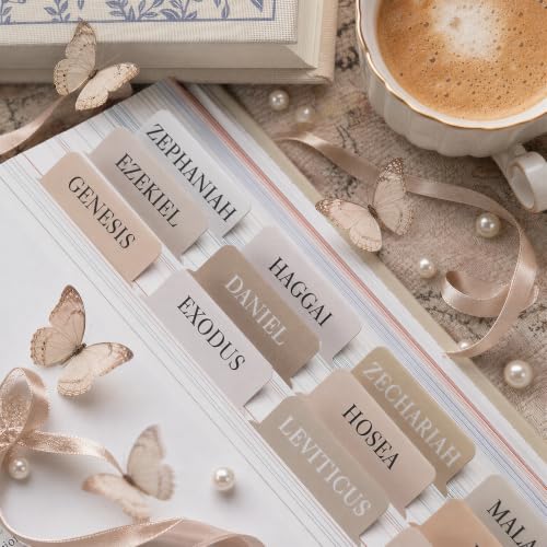 UPAFEXXI-Laminated Bible Tabs with Book Summaries, Bible Study Supplies - color: Summaries Cappuccino2