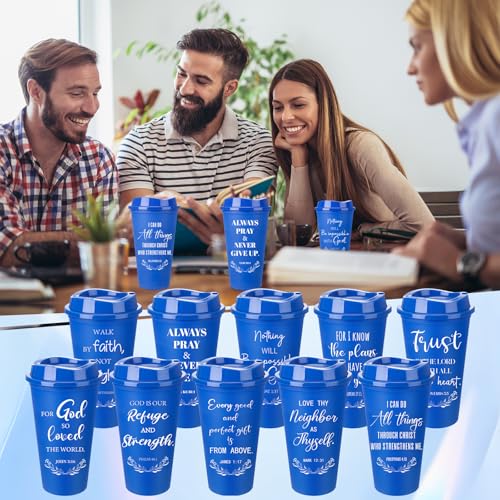 Skylety 20 Pack Christian Gifts Bulk 16oz Bible Verse Tumbler with Lids - color: Royal Blue