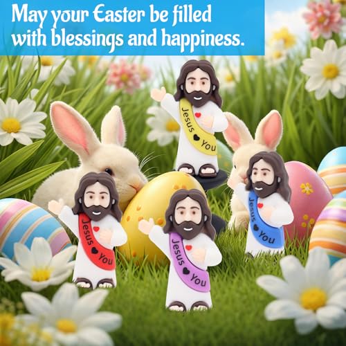 Yelakey Dashboard Jesus Bobblehead Jesus with Smile Face Blessing You Christian Car Accessories Religious Believers Home Decoration with Sticky Pad (Multicolor) - color: Multicolor