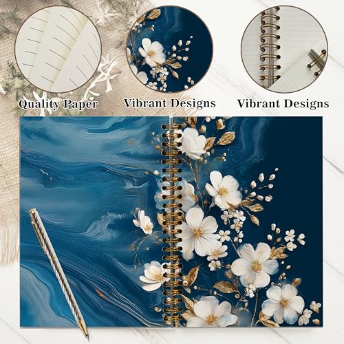 Christian Notebook Journal - Christian Gifts for Women, Vintage Floral Inspirational Bible Journal Notebooks for Note Taking, Bible Study, Prayer & Church Notes, A5 Spiral Notebook (White Flower) - color: White Flower
