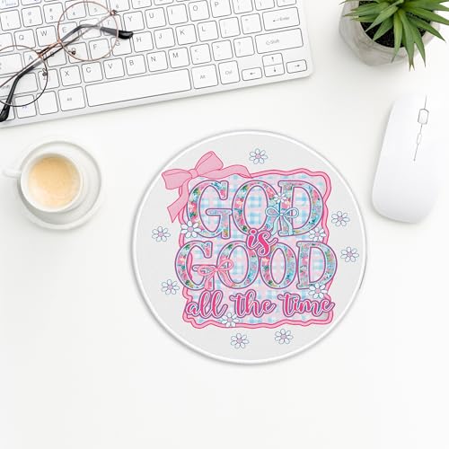God is Good All The Time Round Gaming Mouse Pad, Colorful Round Mousepads for Desk Home Office Computers Laptop Accessories, Christian Gifts for Women Men, 7.9x7.9 Inch(Pink) - color: Cute Sloth 23A