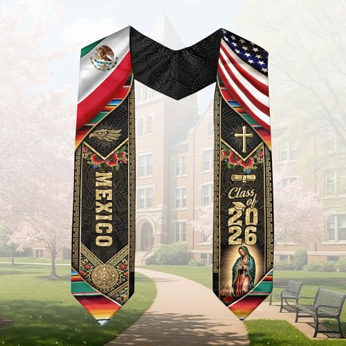 Mexico Graduation Sash, Cross Graduate Stole, Class Of 2026, Mexican Stole - color: Ds 03