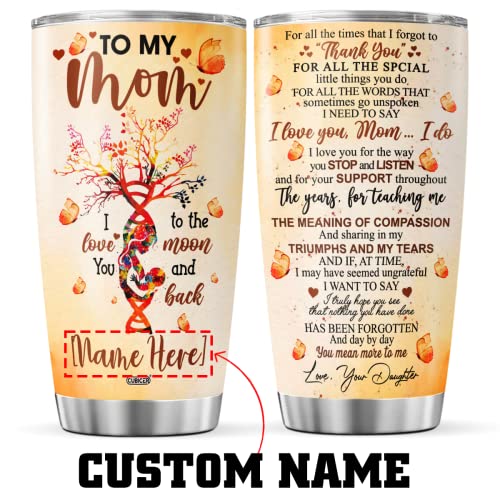 CUBICER Personalized Coffee Tumbler Tree Heart Customized Name Travel Mug Oz Birthday Gifts For Mom Women Stainless Steel Cups Insulated Tumblers Motivational Sayings Mothers Day - color: Mom And Tree