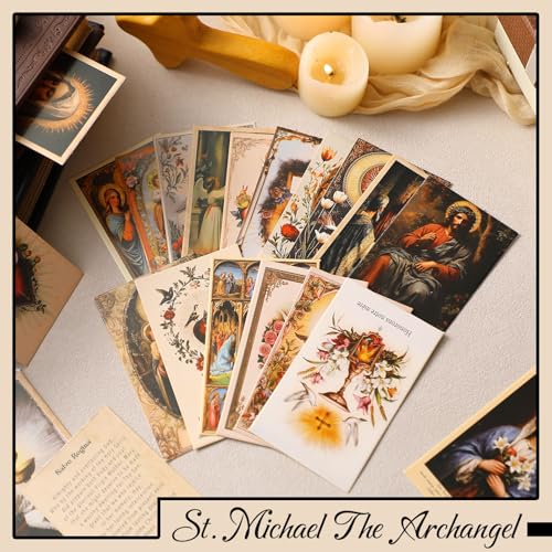 220 Pcs Catholic Prayer Card Assorted Holy Christian Christmas Cards for Peace Mass Devotional Bible Bookmark Set Catholic Saints Inspirational Religious Gift for Woman Man (Vintage) - style: Vintage