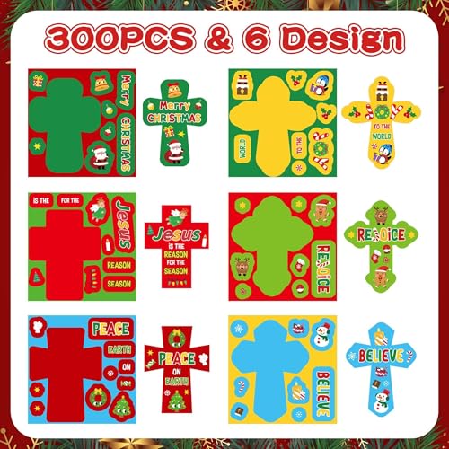 Haooryx Christmas Cross Sticker Roll, 300 Pcs Make Your Own Religious Cross - style: Christmas Cross-Shaped 1Roll