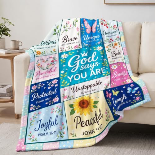 Christian Faith Blanket 50×60in God Says You Are Bible Verse Throw Blanket - color: Christian Blanket-05