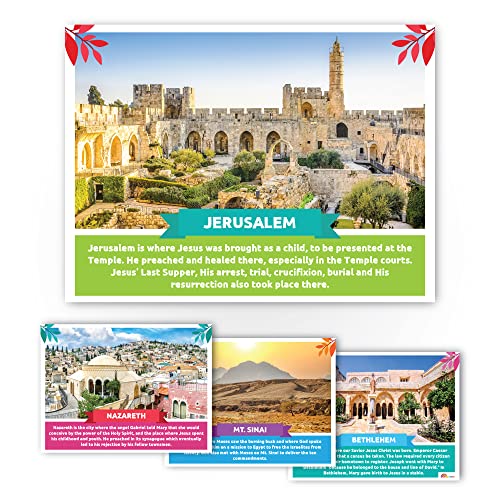 Sproutbrite Bible Places Poster Set, 12x16 inches, 9 Unframed Posters for Classroom Decor, Wall Art for Elementary, Middle School Students - color: Biblical Place Poster