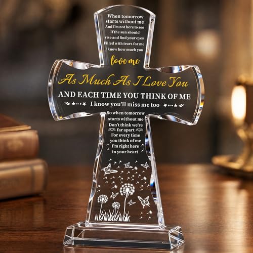 Ghtixsu Memorial Gifts for Loss of Loved One - K9 Crystal Cross with Poem “When Tomorrow Starts Without Me”, Laser Engraved Bereavement Keepsake, Sympathy Gift in Memory, 5.12x8.05 Inch - color: When Tomorrow Starts Without Me