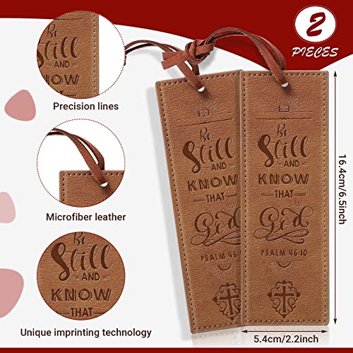 Zonon 2 Pcs Christian Leather Bookmark Tassel Bible Verse Psalm 46:10